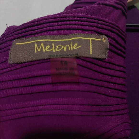 Melonie T dress womens 14 purple above-knee fit and flare textured short-sleeve - Picture 7 of 8